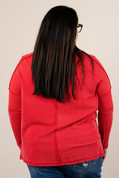 Change Of Season Raised Rib Exposed Seam Top