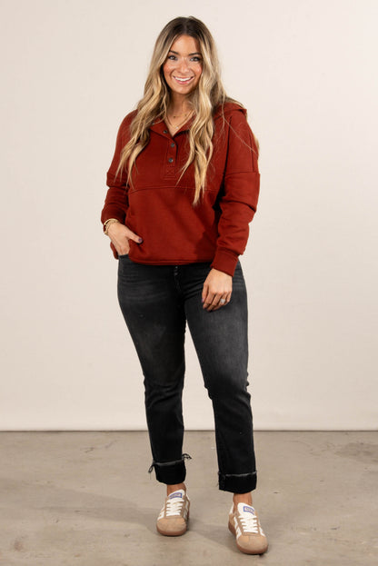 Wind Of Change Half Snap Hooded Pocket Pullover