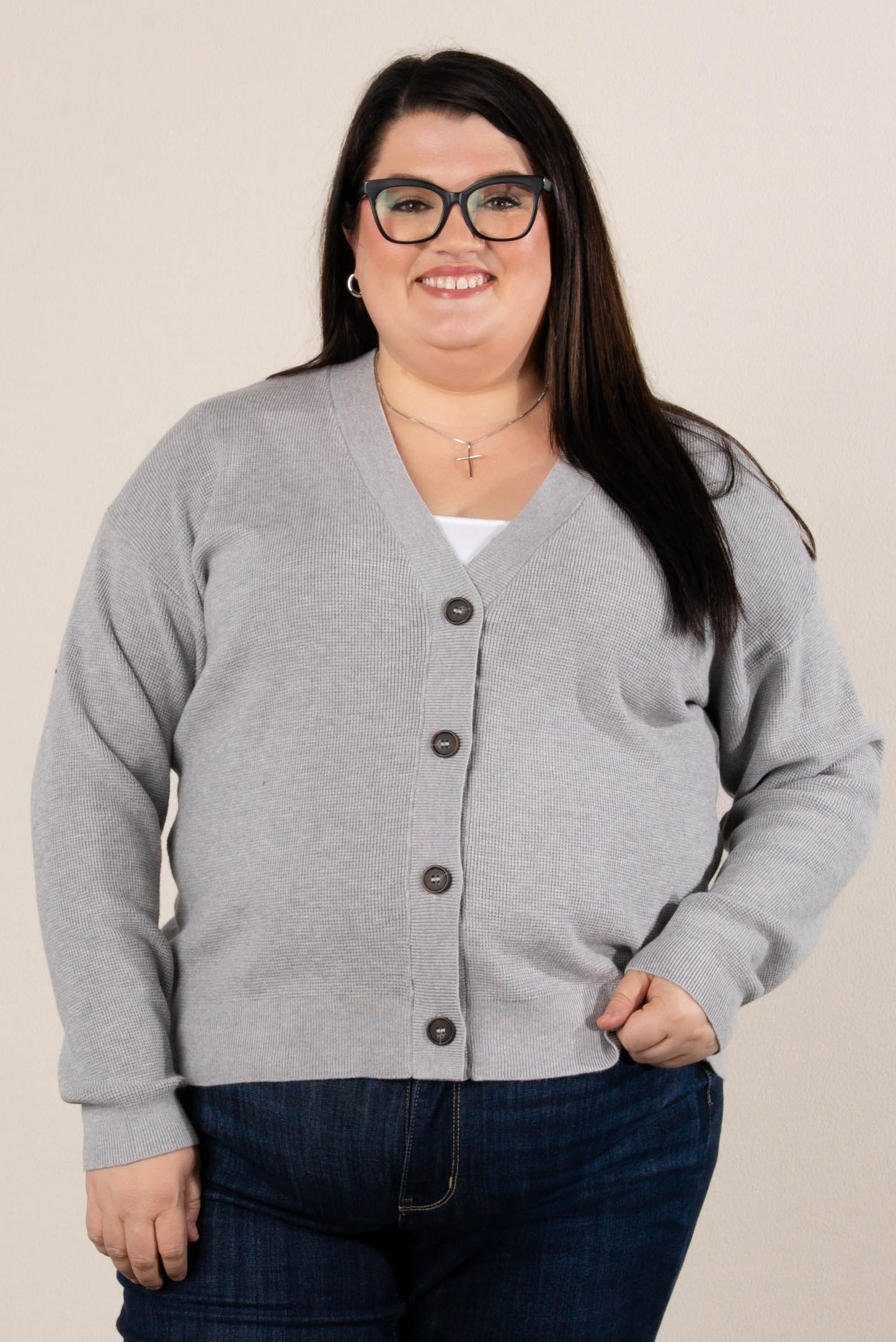 Falling Leaves Mini Waffle Knit Sweater Cardigan