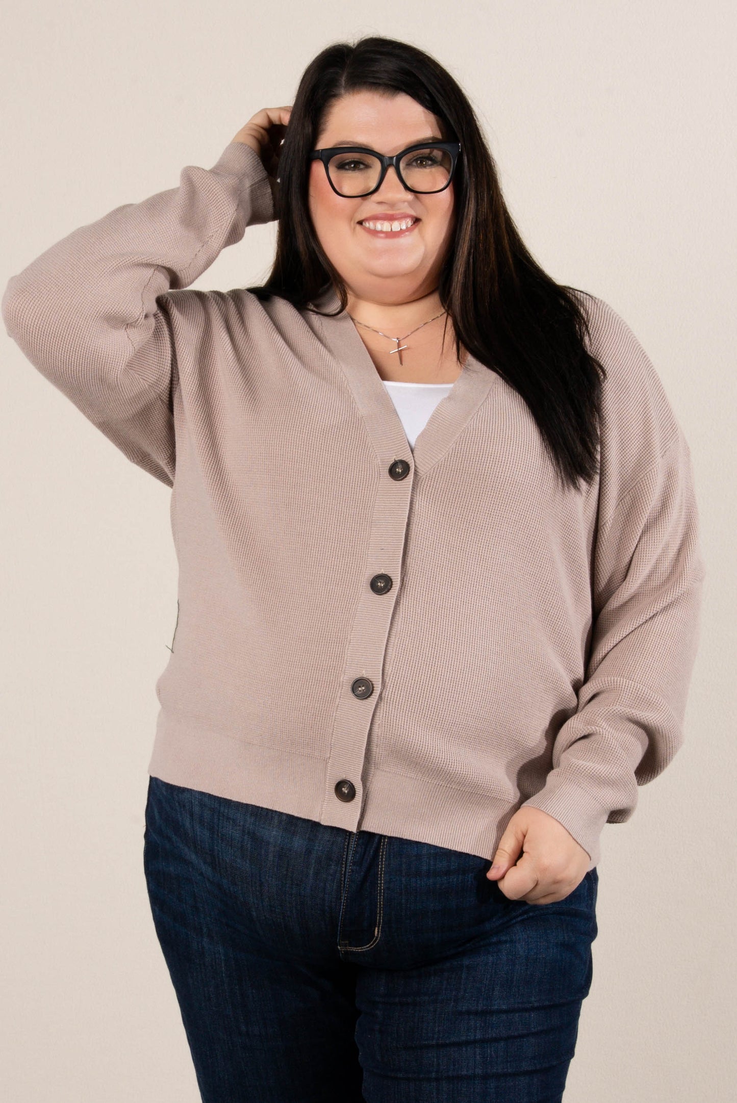 Falling Leaves Mini Waffle Knit Sweater Cardigan