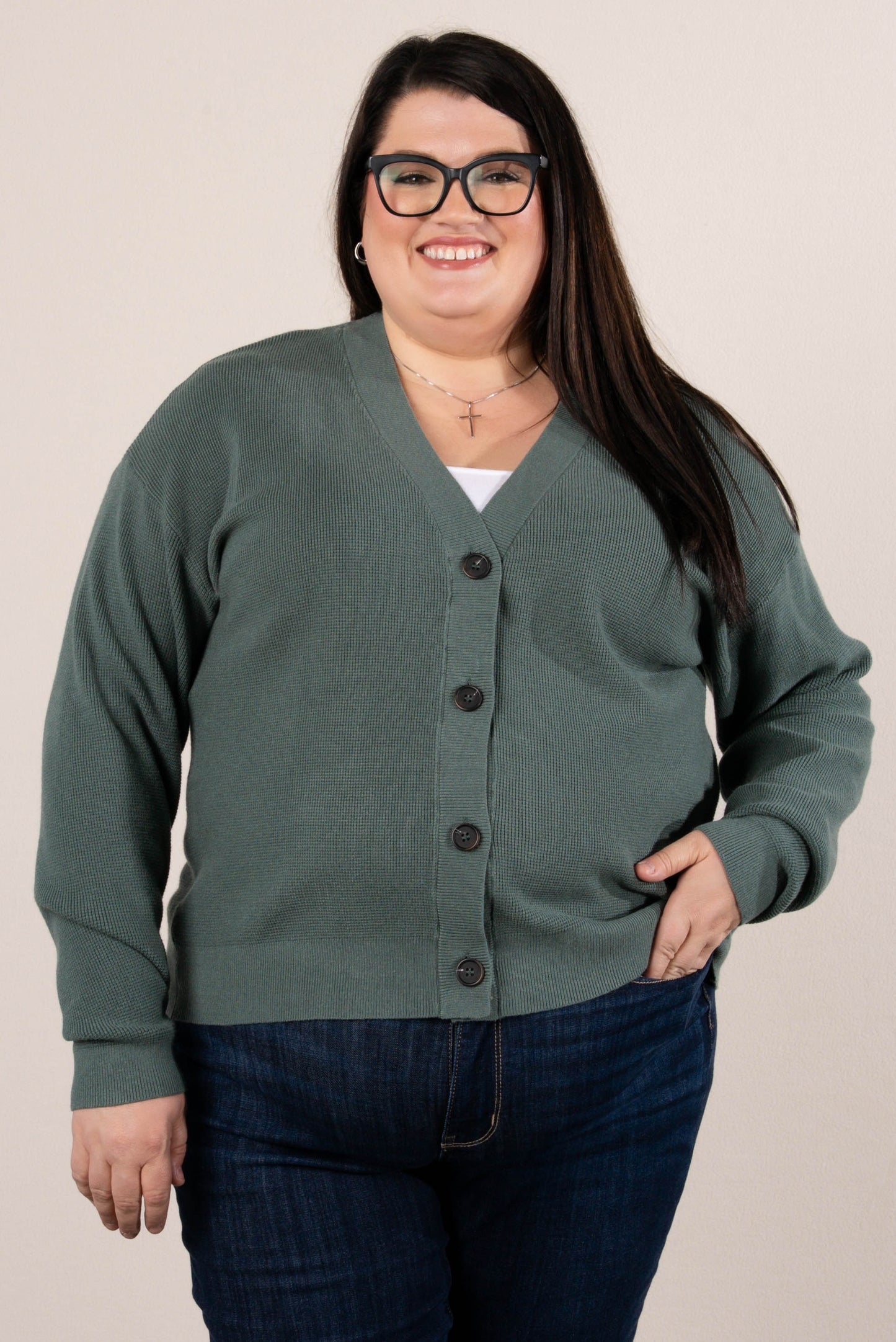 Falling Leaves Mini Waffle Knit Sweater Cardigan