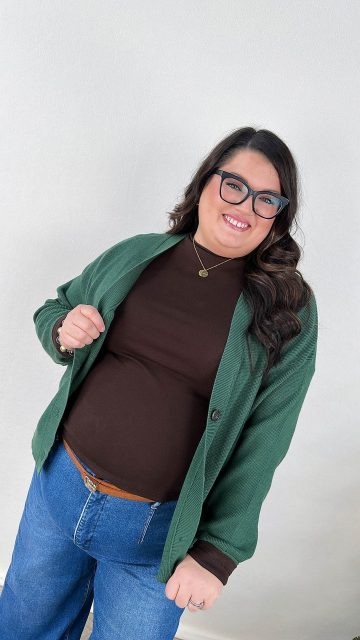 Falling Leaves Mini Waffle Knit Sweater Cardigan