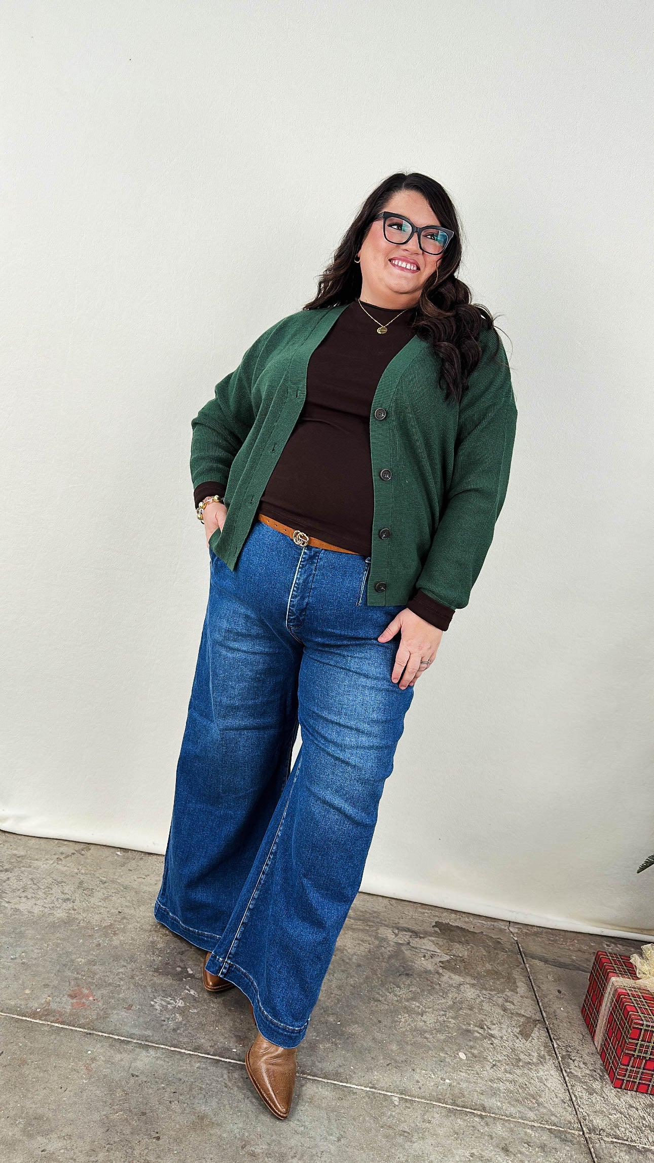 Falling Leaves Mini Waffle Knit Sweater Cardigan