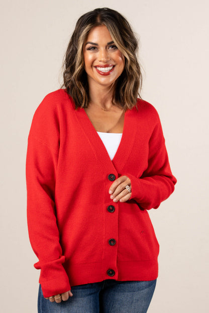Falling Leaves Mini Waffle Knit Sweater Cardigan