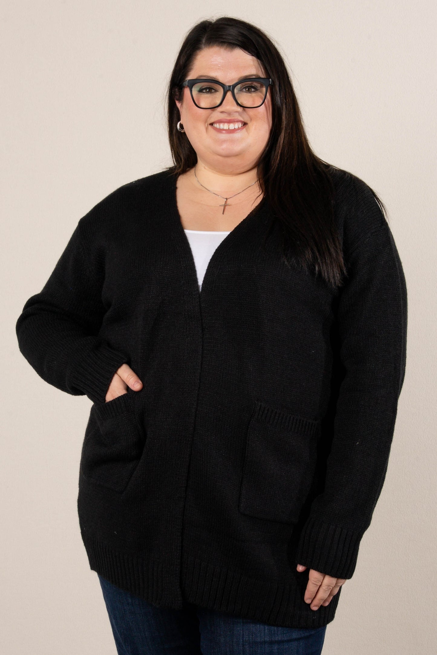 Rori Marled Knit Open Front Sweater Cardigan