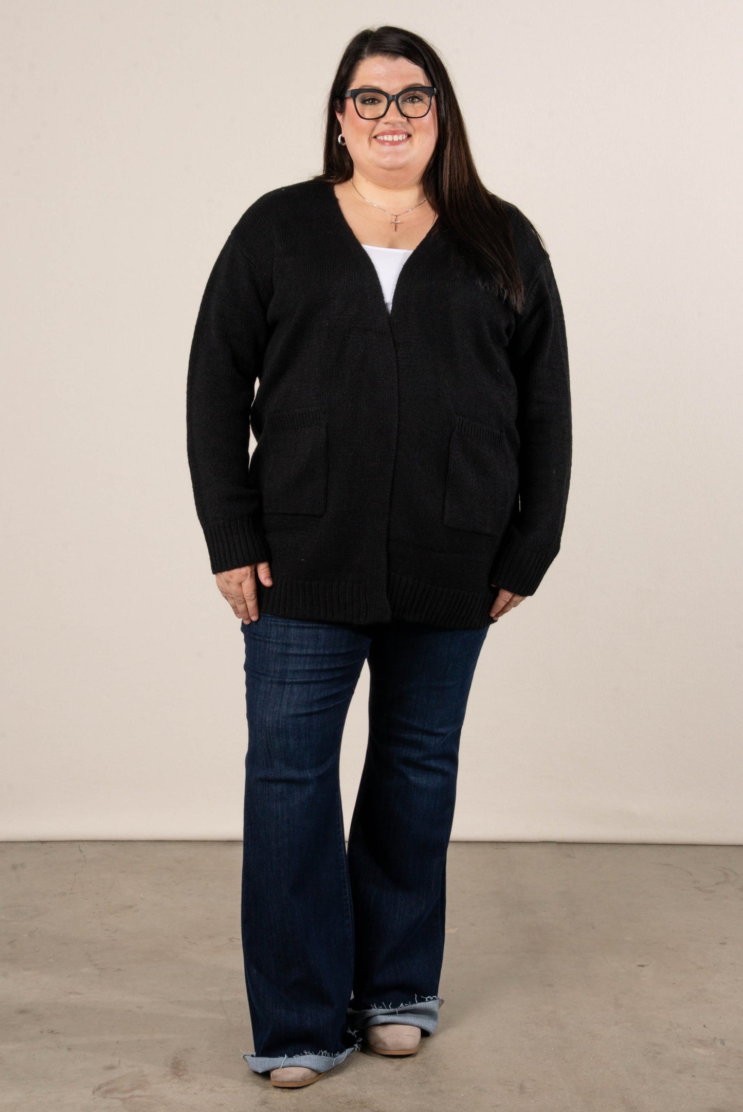 Rori Marled Knit Open Front Sweater Cardigan