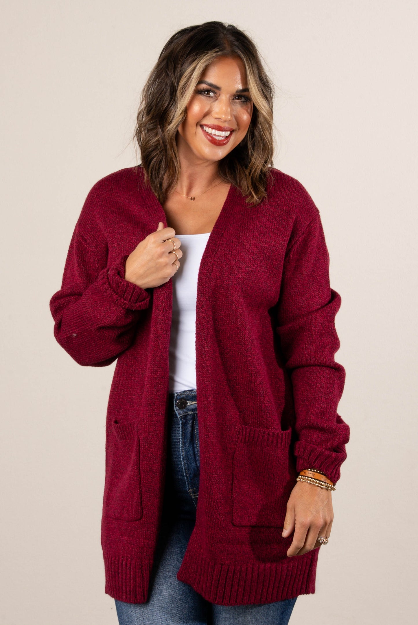 Rori Marled Knit Open Front Sweater Cardigan