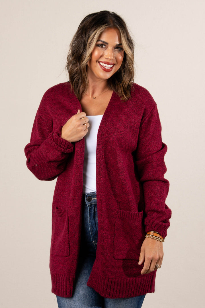 Rori Marled Knit Open Front Sweater Cardigan