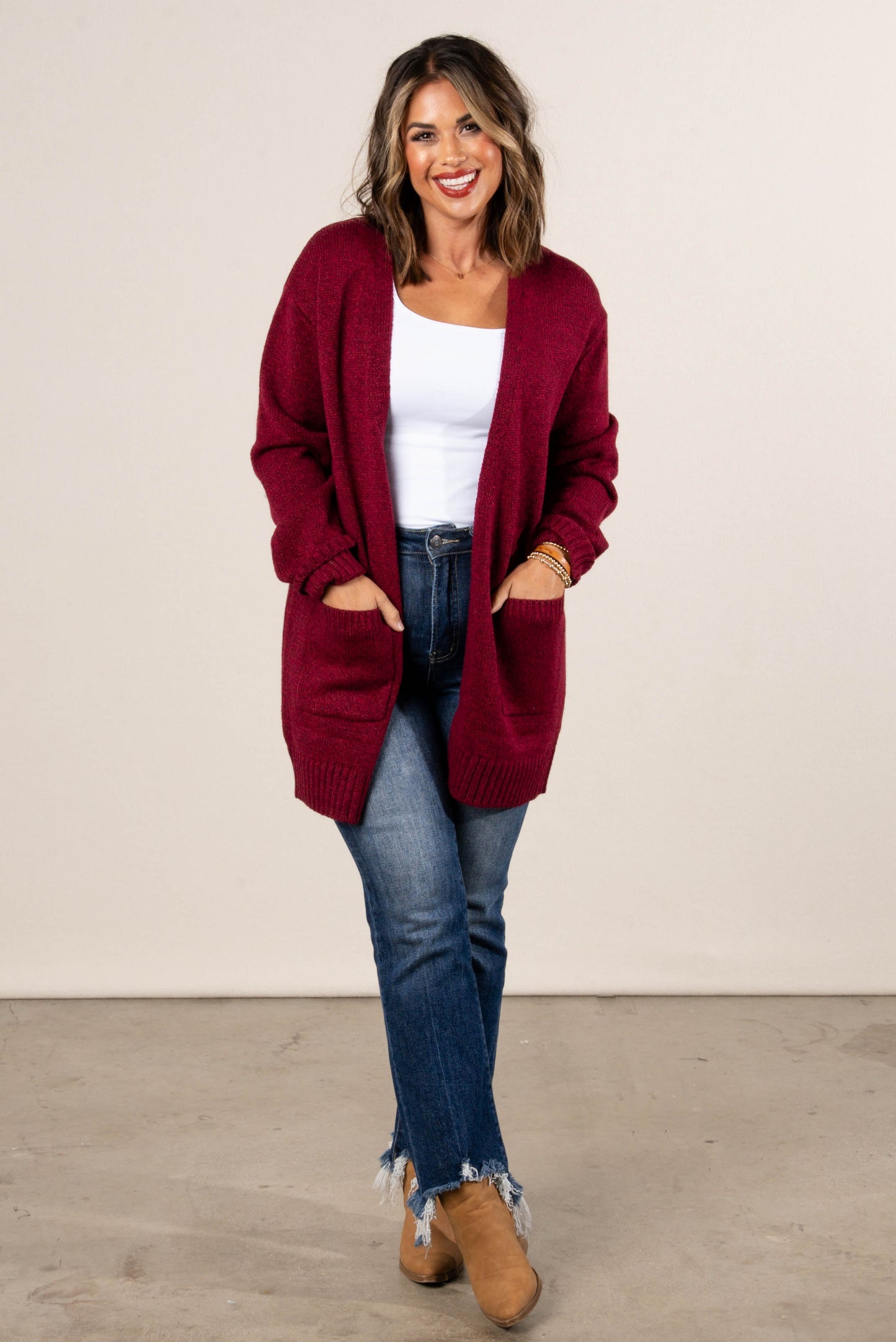 Rori Marled Knit Open Front Sweater Cardigan