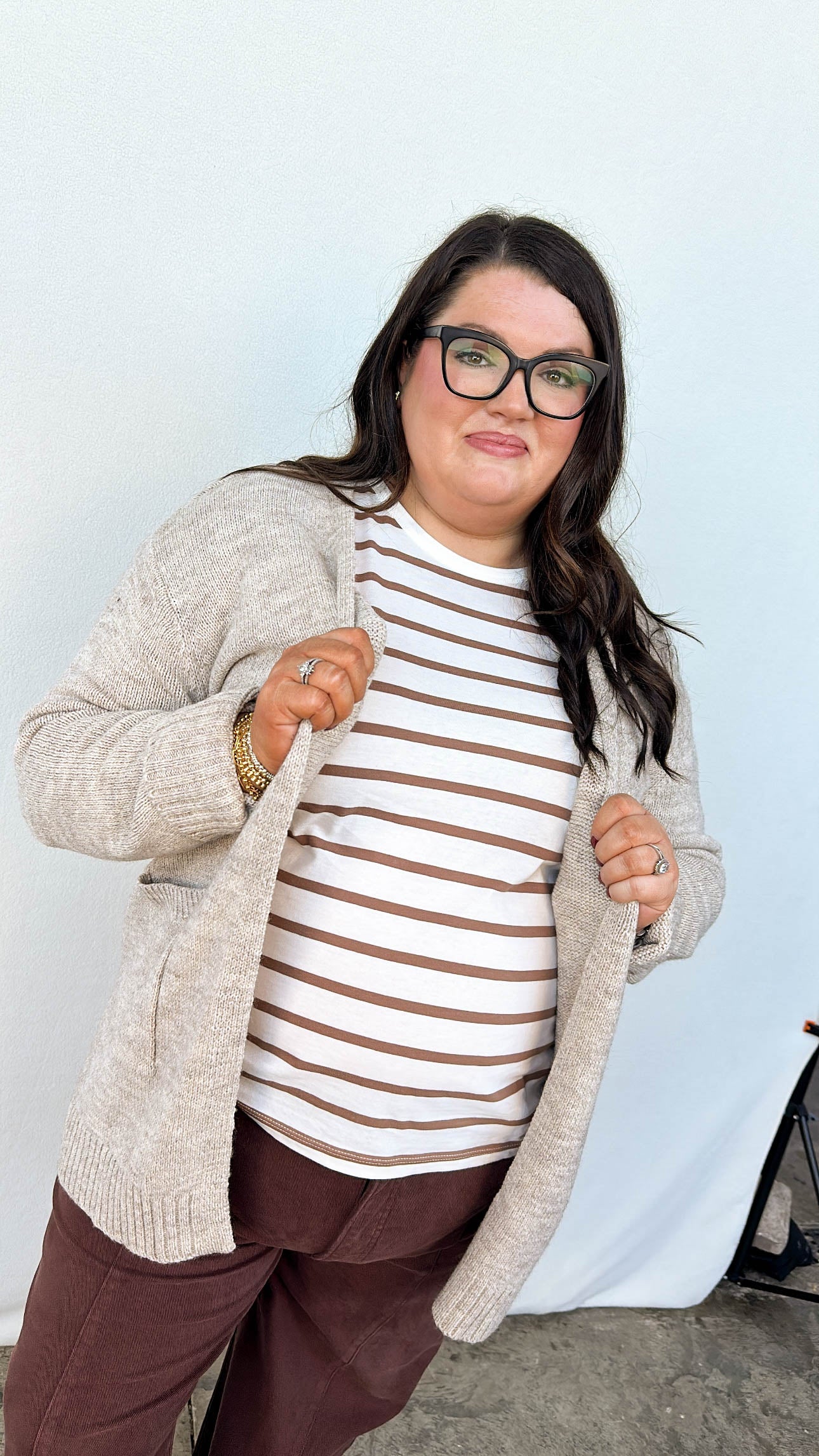 Rori Marled Knit Open Front Sweater Cardigan