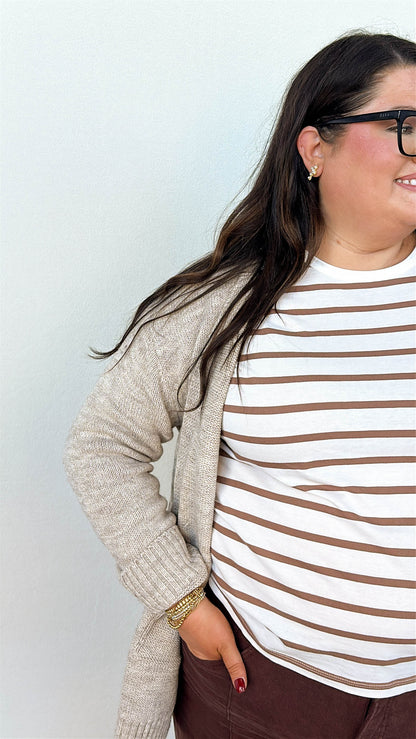 Rori Marled Knit Open Front Sweater Cardigan