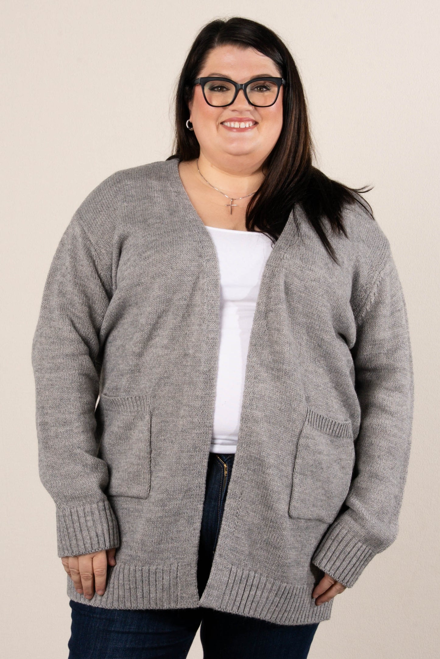 Rori Marled Knit Open Front Sweater Cardigan