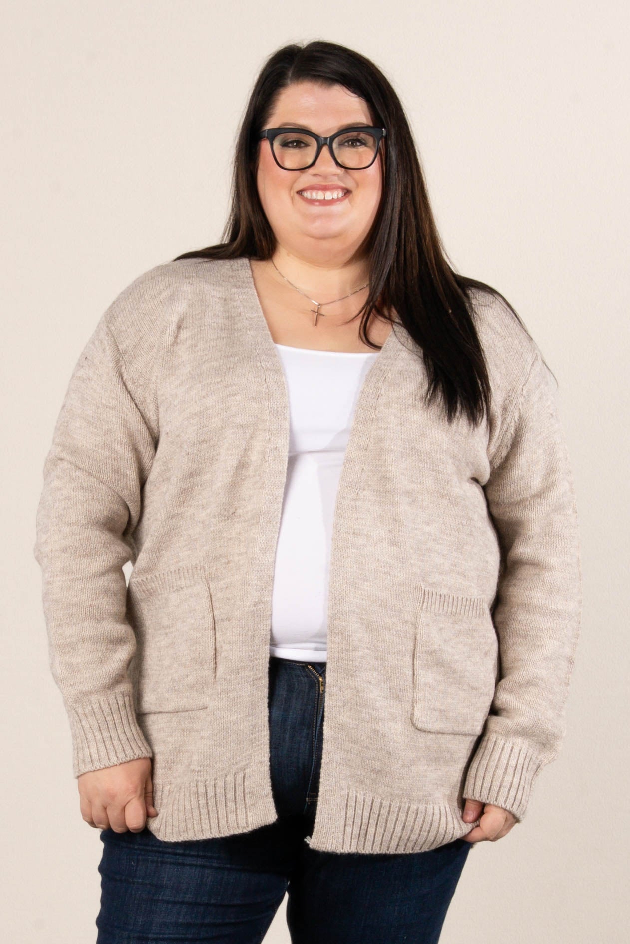 Rori Marled Knit Open Front Sweater Cardigan
