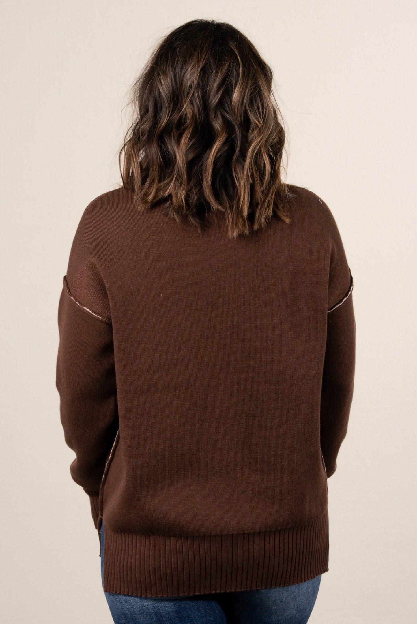 Marlow Contrast Trim Split Hem Sweater