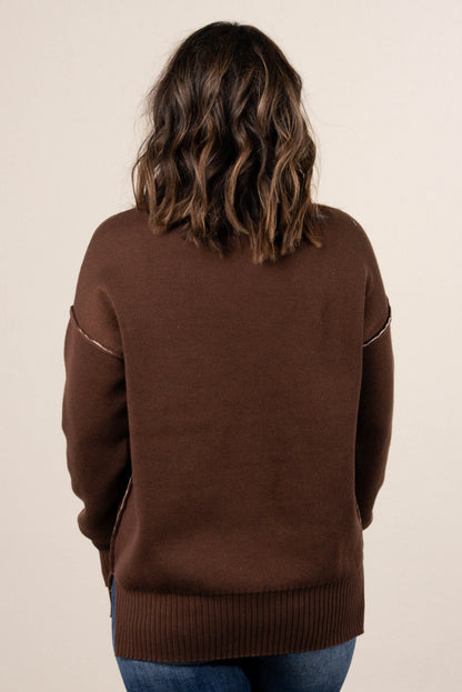 Marlow Contrast Trim Split Hem Sweater