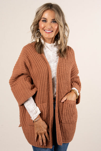 Harvest Hues Rib Knit Open Front Cardigan