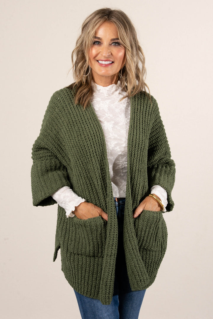 Harvest Hues Rib Knit Open Front Cardigan