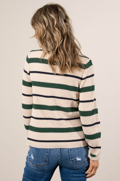 The Coastal Striped Rib Knit Sweater