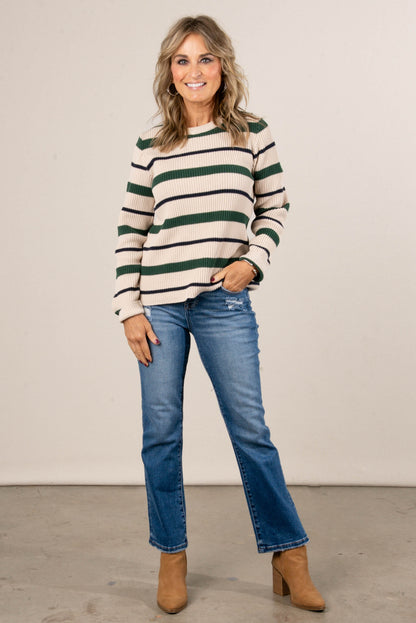 The Coastal Striped Rib Knit Sweater