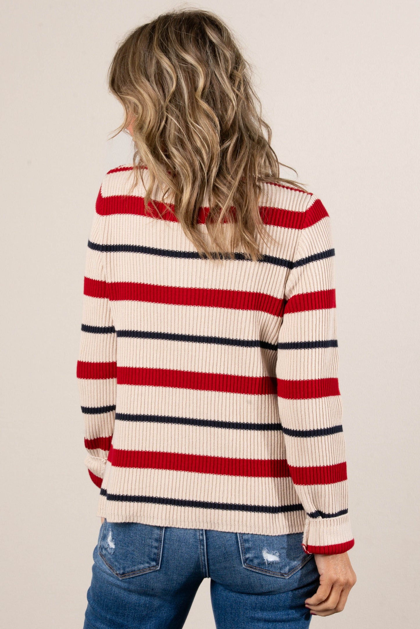 The Coastal Striped Rib Knit Sweater