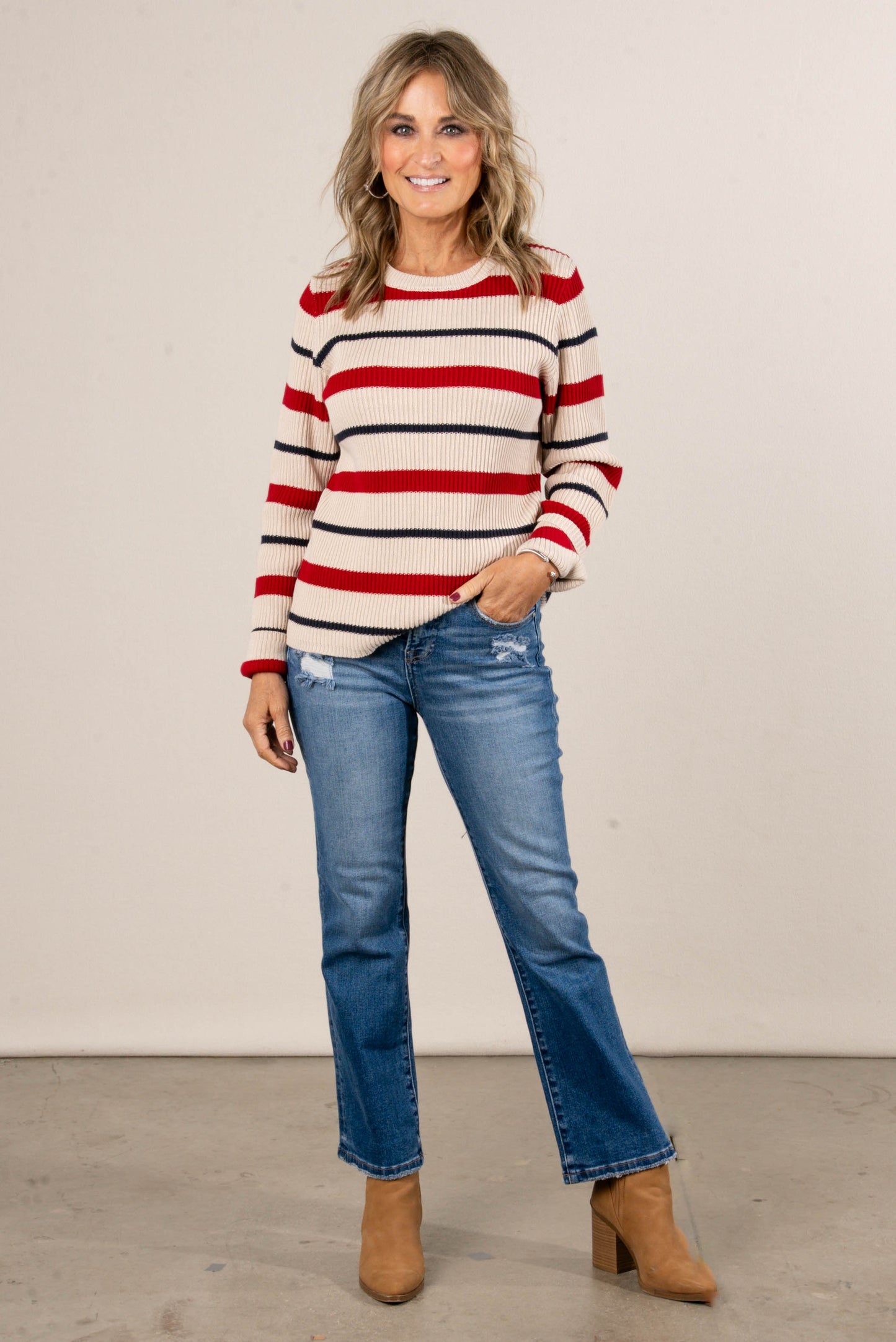 The Coastal Striped Rib Knit Sweater
