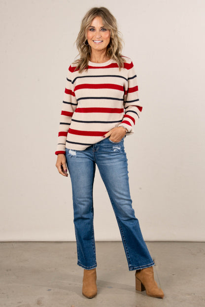 The Coastal Striped Rib Knit Sweater