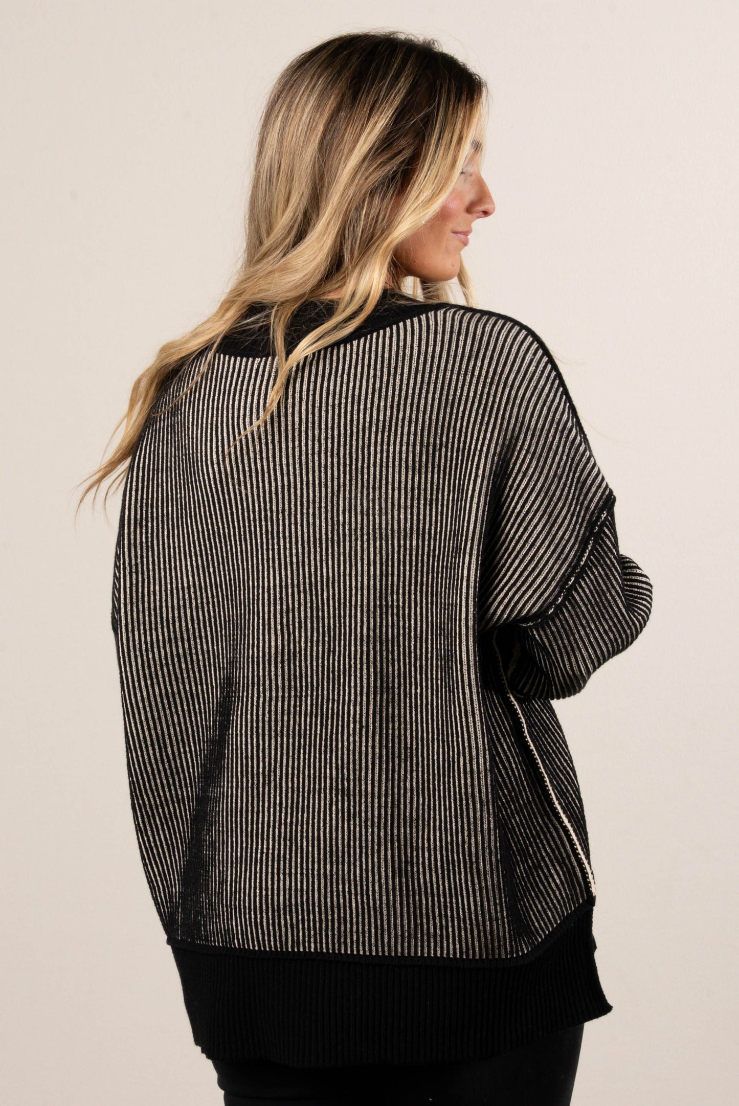 Serenade Two-Tone Rib Knit Sweater