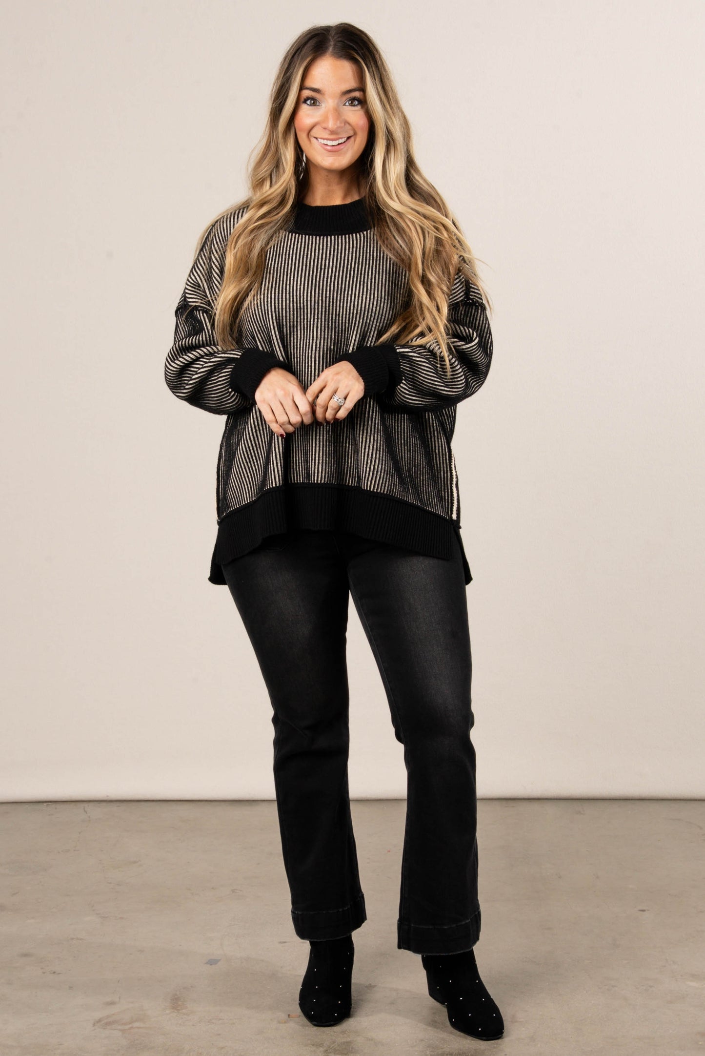 Serenade Two-Tone Rib Knit Sweater