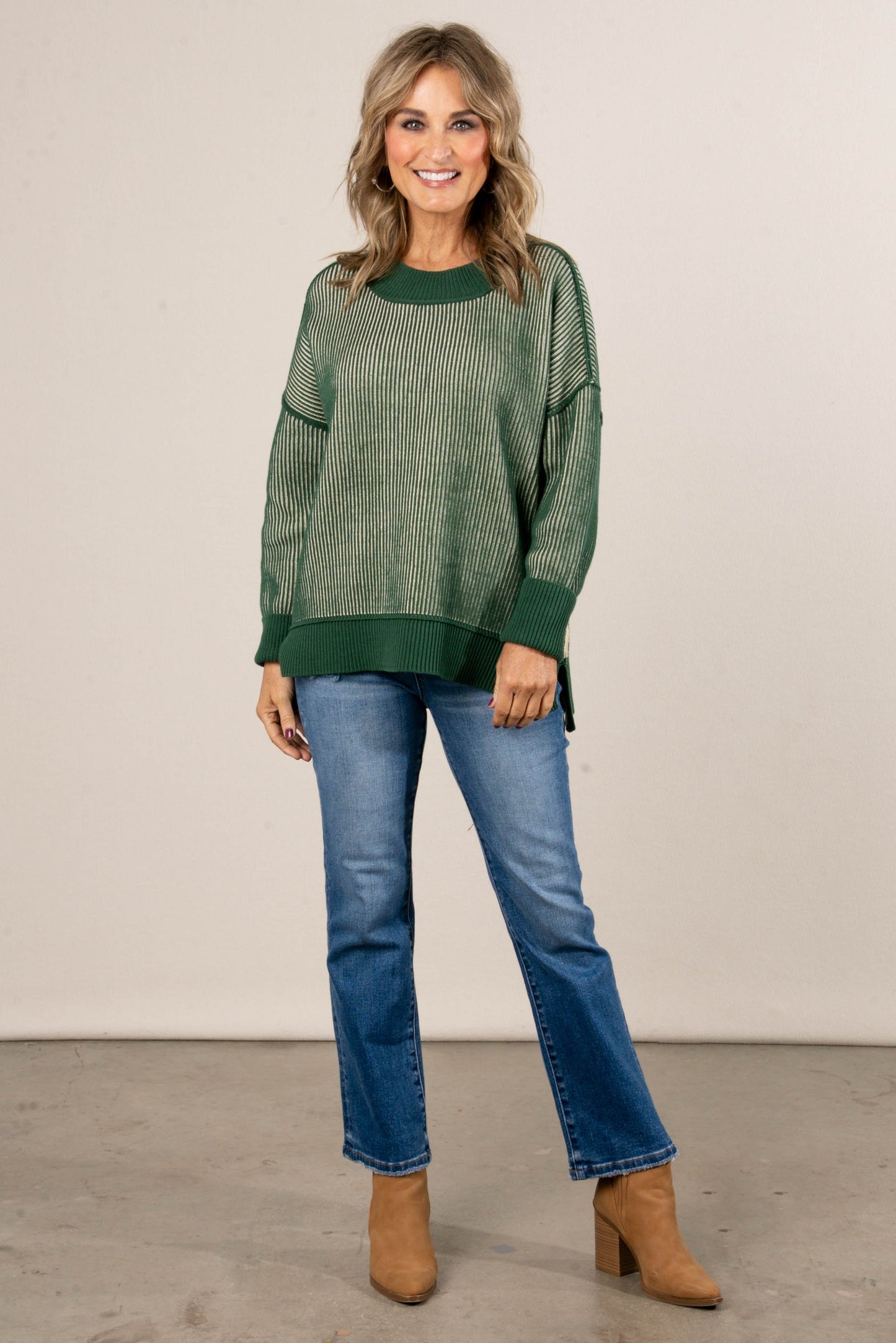 Serenade Two-Tone Rib Knit Sweater