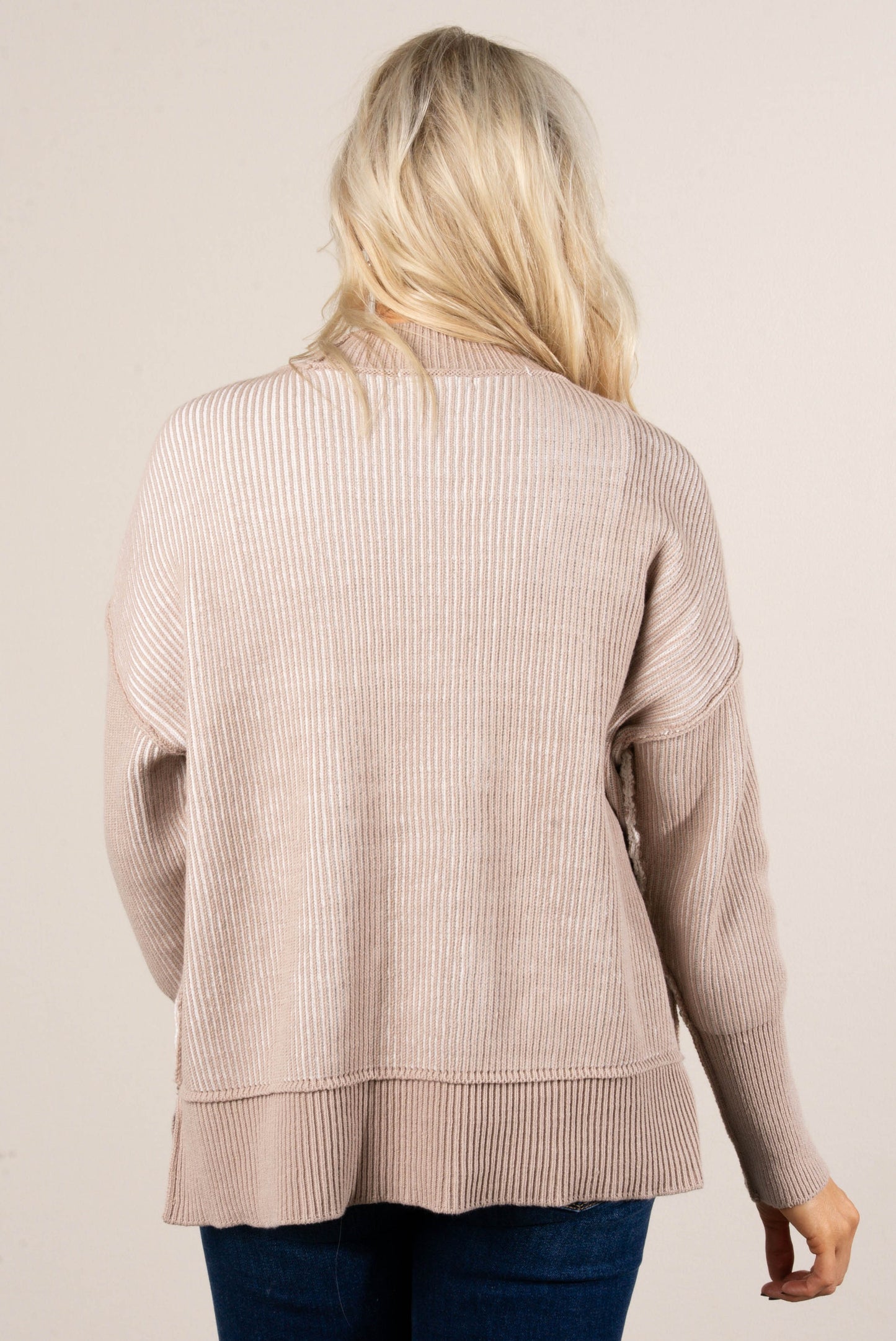 Serenade Two-Tone Rib Knit Sweater