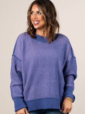Serenade Two-Tone Rib Knit Sweater