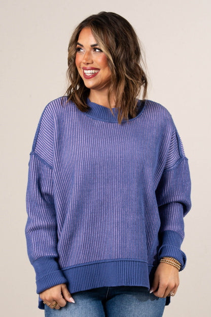 Serenade Two-Tone Rib Knit Sweater
