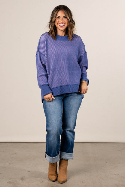 Serenade Two-Tone Rib Knit Sweater