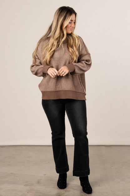 Serenade Two-Tone Rib Knit Sweater