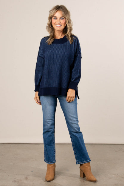 Serenade Two-Tone Rib Knit Sweater