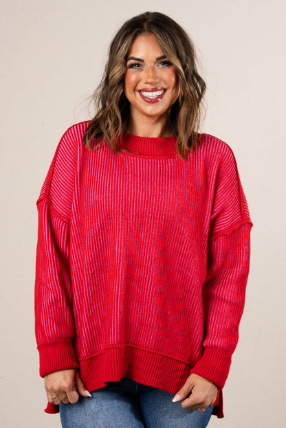 Serenade Two-Tone Rib Knit Sweater