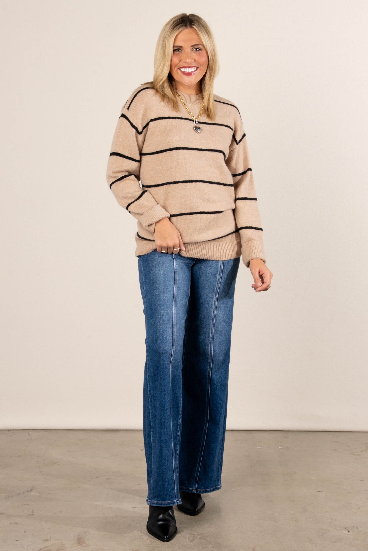 Chanson Striped Drop Shoulder Sweater