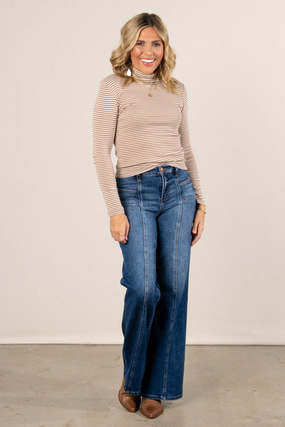 Harbor Striped Turtleneck Top