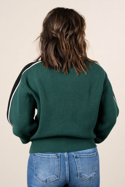 Midori Rib Knit Striped Sleeve Sweater
