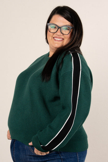 Midori Rib Knit Striped Sleeve Sweater