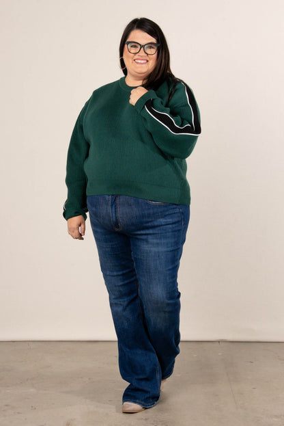 Midori Rib Knit Striped Sleeve Sweater