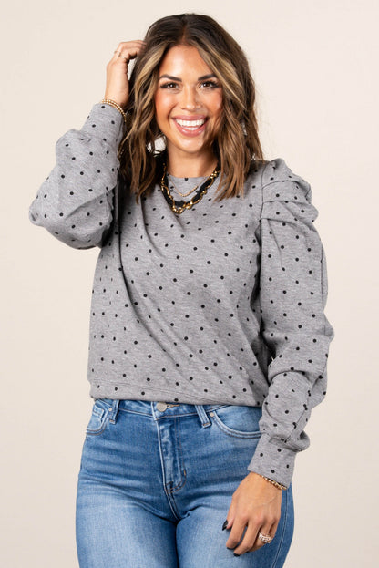 Calliope Polka Dot Pleated Shoulder Top