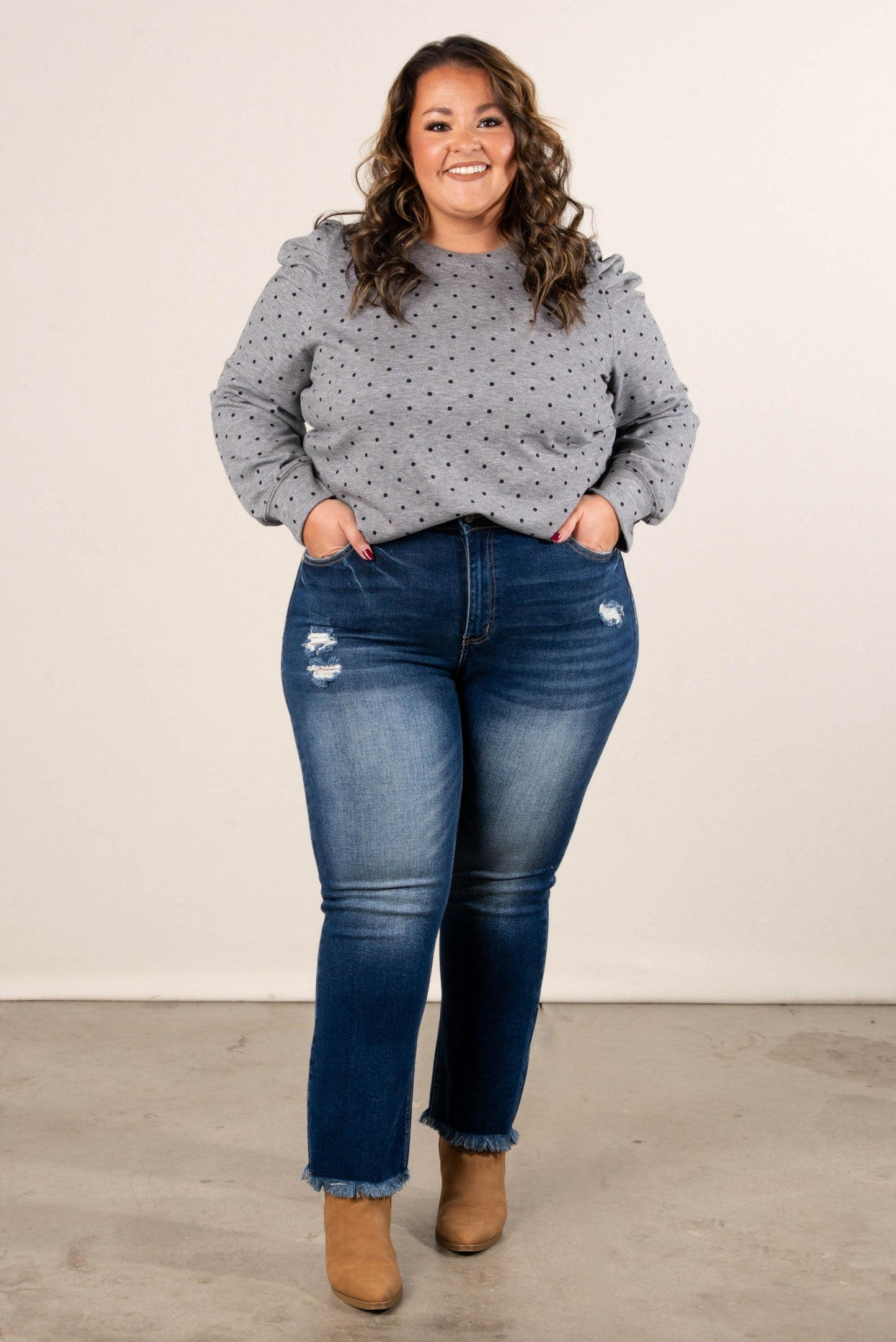 Calliope Polka Dot Pleated Shoulder Top