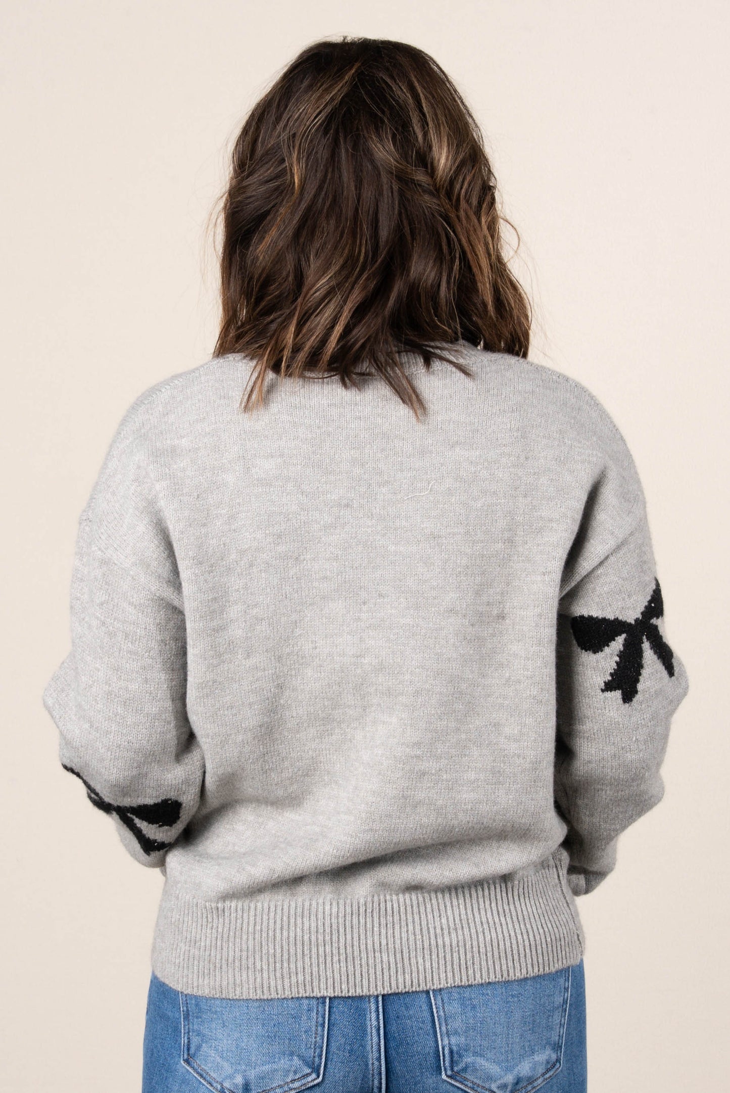 Coquette Bow Knit Drop Shoulder Sweater