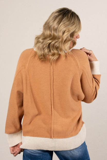 Giselle Contrast Trim Front Seam Sweater