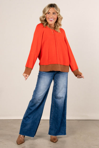 Giselle Contrast Trim Front Seam Sweater