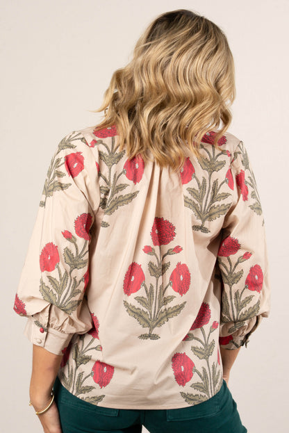Bloom Story Floral Frill Neck Blouse