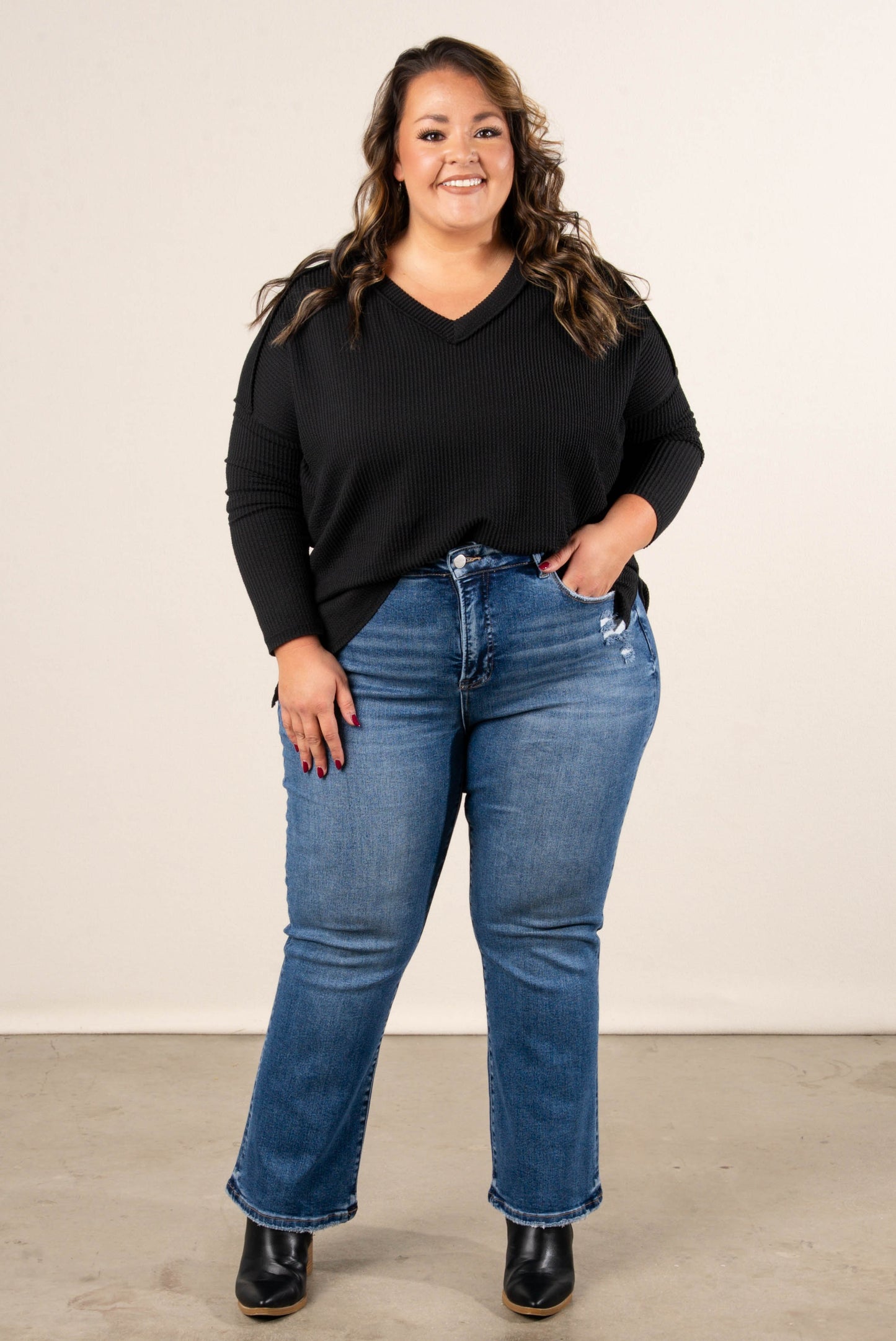 Risen Daisy High Rise Tummy Control Crop Bootcut Jeans