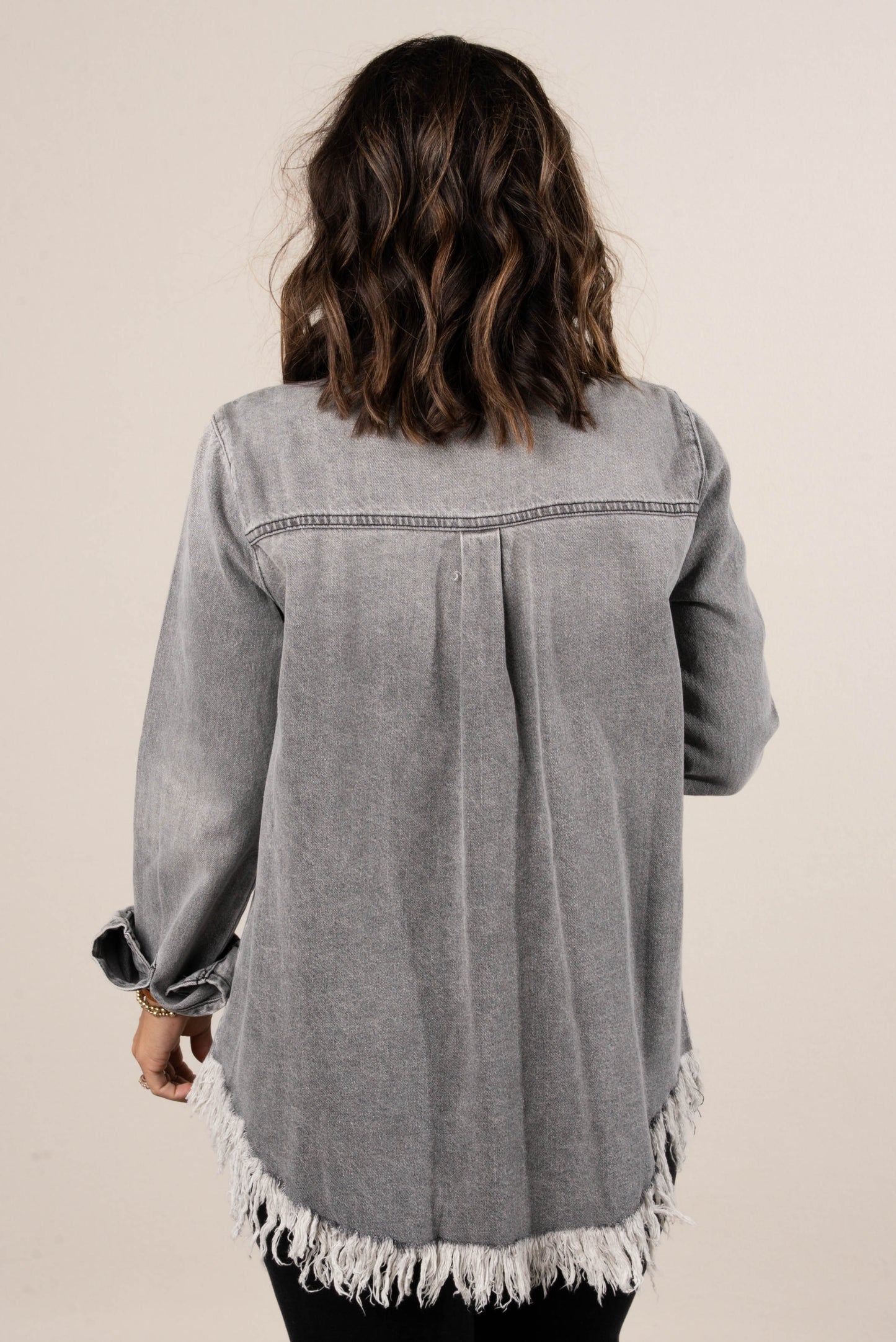 Risen Eleanor Frayed Hem Denim Shirt