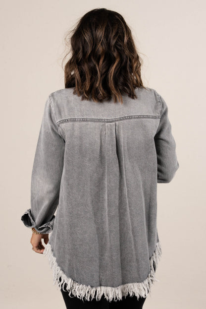 Risen Eleanor Frayed Hem Denim Shirt